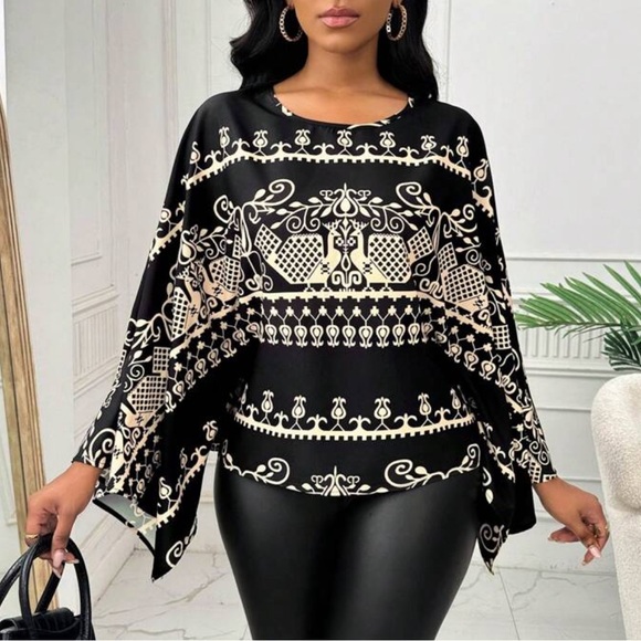 Boho off shoulder lantern sleeve blouse